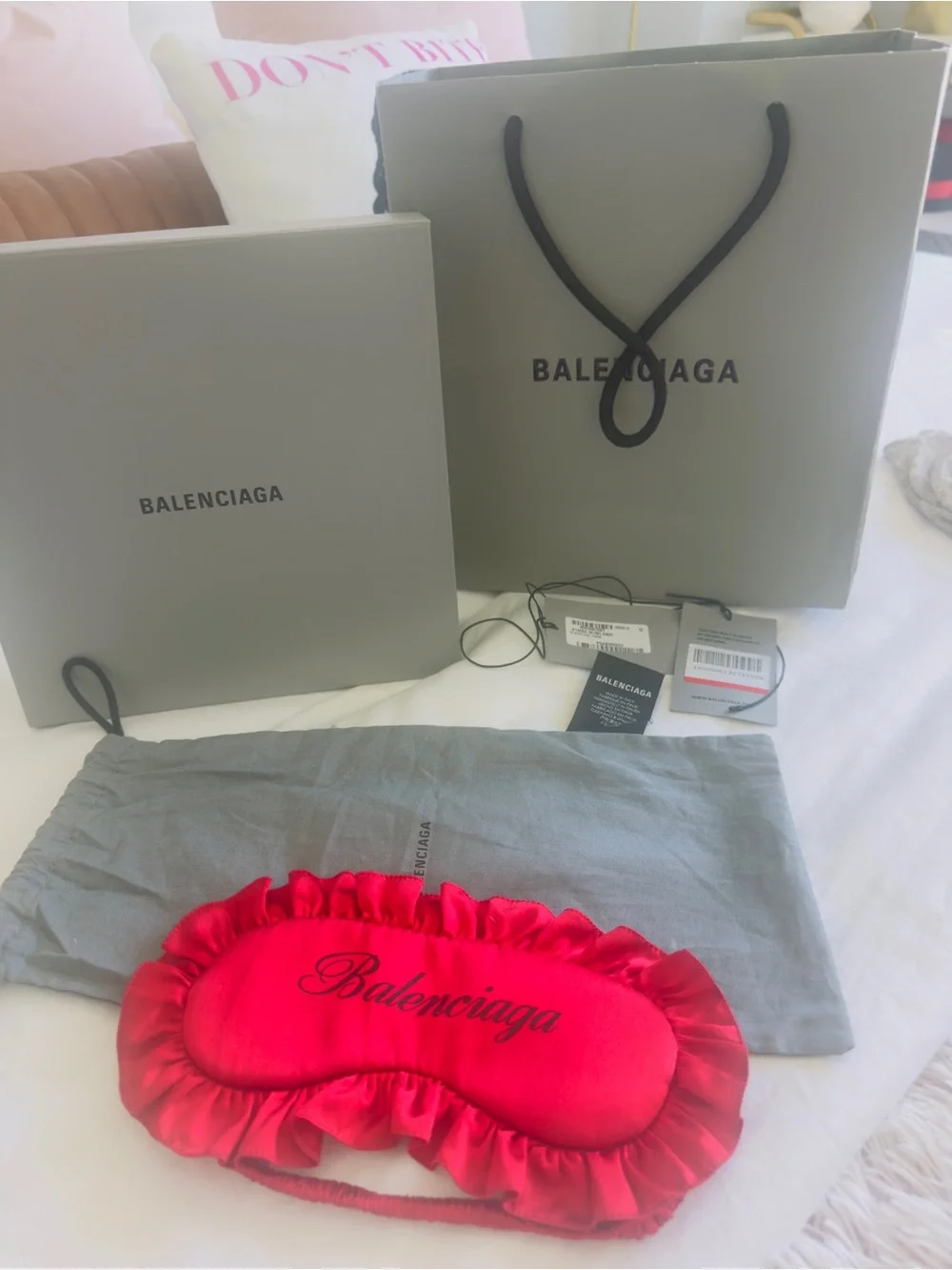 Balenciaga Bright Red Satin Ruffled Eye Mask